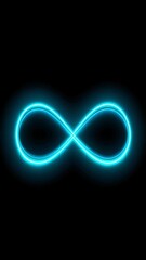 Glowing Blue Infinity Symbol on Black Background for Endless Possibilities