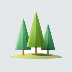 Minimal 3D Illustration of Pine Trees on Circular Land Platform

