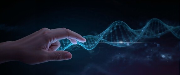 DNA Manipulation: Digital interface shows the genetic code.
