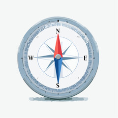 A classic compass rose points north, guiding direction with its red and blue needle.