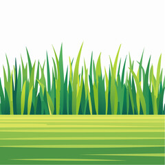 Fototapeta premium Illustration of Green Grass and Grain Stalks Blowing in the Wind