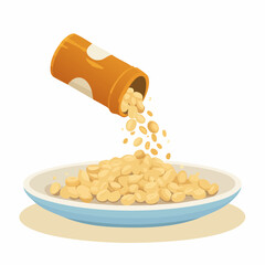 Salted Cashew Nuts Being Sprinkled from Package onto Plate

