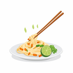 Wooden Spoon with Cooked Spaghetti Noodles on White Background

