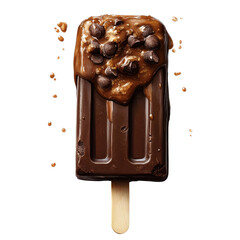 Obraz premium Chocolate ice cream stick isolated on transparent background 