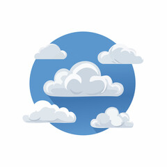 Illustration of Cloudy Sky in Paper Cut Style with Layered Blue Background

