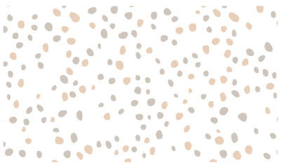 Abstract neutral seamless pattern with irregular polka dots, minimal animal skin inspired design, boho baby surface print, vector illustration, modern decor art, textile pattern, cutout.