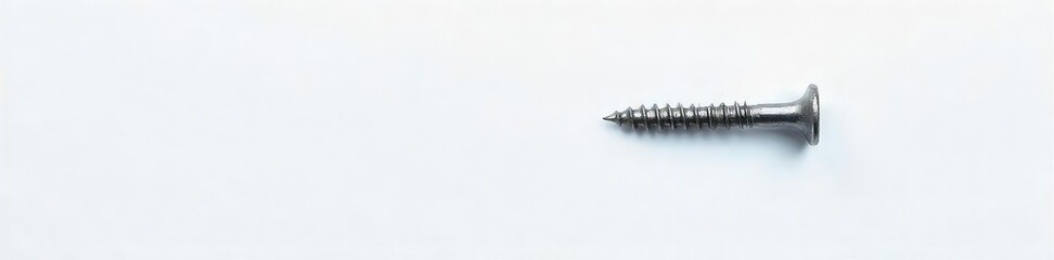 Close-up shot of a single screw isolated on a pure white background Perfect for industrial, DIY, or hardware projects High-resolution image ideal for websites and marketing materials , shiny, fixing