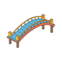 Stylized Cantilever Bridge Color Graphic