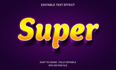 Super text, editable text effect template, 3d bold gold metal typeface