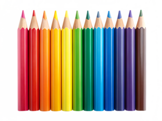 Color pencils isolated on transparent background.