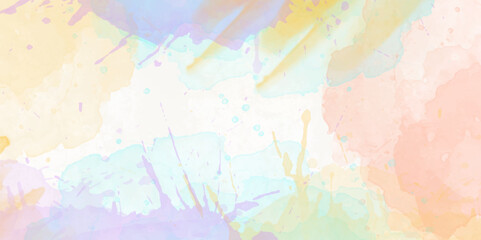 Colorful abstract watercolor background digital art .overlay featuring soft pastel hues of blue, pink, yellow mimicking a watercolor painting suitable for a variety	