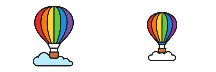 Fototapeta premium Colorful hot air balloons floating above fluffy clouds during a sunny day with clear blue skies