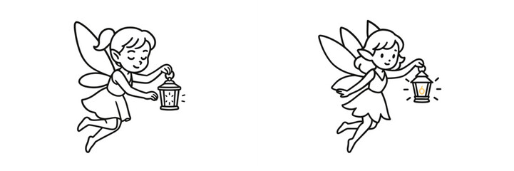 Two whimsical fairies carrying lanterns in a playful flight, enchanted forest ambiance during twilight