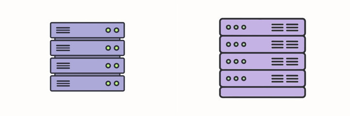 Comparison of two types of server stacks with different colors and designs showcasing technological elements