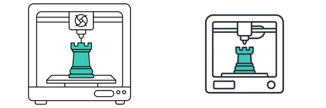 Innovative 3D printing process creating a detailed chess piece in a modern studio environment