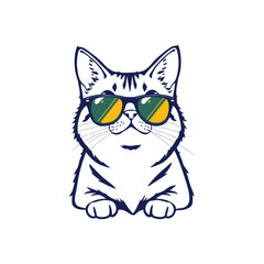 Obraz premium Cool cat wearing sunglasses with a confident attitude stylish vector illustration funny and modern graphic of a pet with swag for t shirt prints