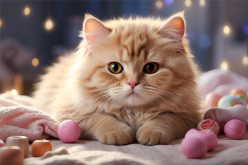 Adorable Realistic Cat Resting Peacefully Indoors