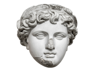 Antique classic greek philosopher head Isolated on Transparent or White Background