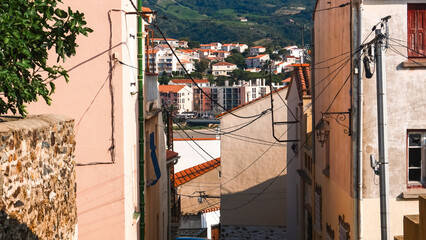 Views and architecture of the old resort town on the Mediterranean coast Banyuls-sur-Mer, vacation,...