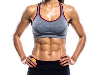 Close up of perfect athlete body Isolated on Transparent or White Background