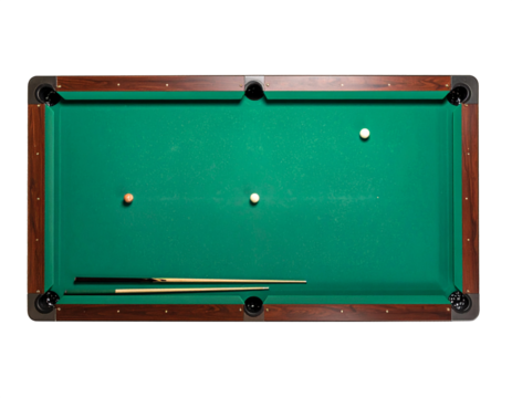 Empty billiard table Isolated on Transparent or White Background