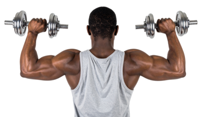 Fit guy lifting weights Isolated on Transparent or White Background