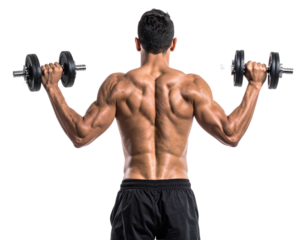 Fit guy lifting weights Isolated on Transparent or White Background