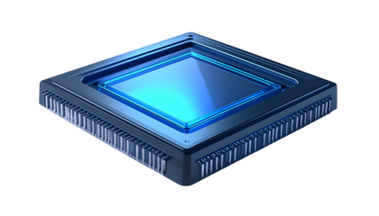 Futuristic 3D AI Processor Chip Icon - Perfect for Tech, AI & Computing Projects Isolated on Transparent or White Background