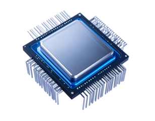 Futuristic 3D AI Processor Chip Icon - Perfect for Tech, AI & Computing Projects Isolated on Transparent or White Background