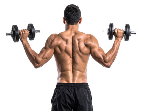 Fit guy lifting weights Isolated on Transparent or White Background