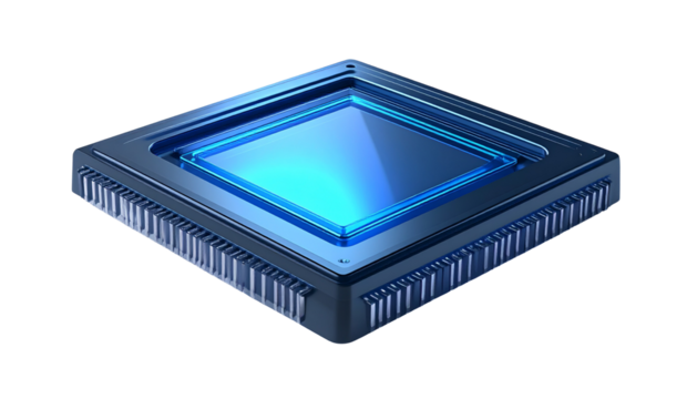 Futuristic 3D AI Processor Chip Icon - Perfect for Tech, AI & Computing Projects Isolated on Transparent or White Background