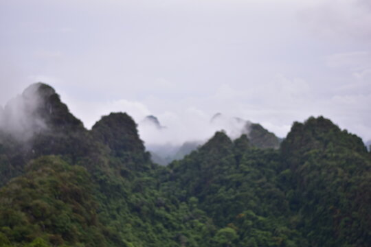 cloudy calcareous mountains, Green mountains and clouds, mist clouds after rain