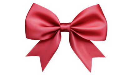Fototapeta premium Red ribbon bow with silky texture and elegant loop decoration isolated on white background