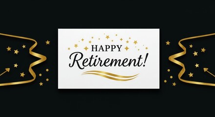 Festive retirement text with gold stars