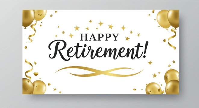 Festive retirement text with gold stars