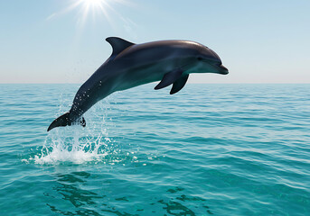 Fototapeta premium Dolphin leaping from ocean water