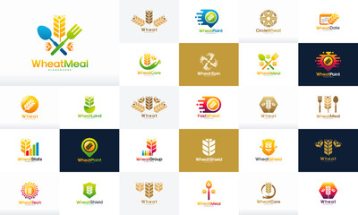 Fototapeta premium Collection of wheat-themed logos.