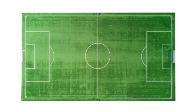 Soccer field from above - texture playground Isolated on Transparent or White Background