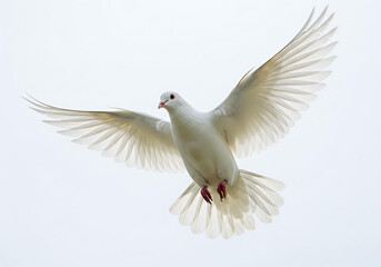 Obraz premium White Dove in Flight, Wings Spread