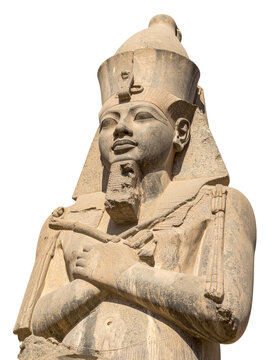 Statue of ancient Egyptian pharaoh Thutmose III Isolated on Transparent or White Background