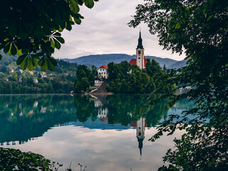 Lake Bled, Slovenia. Church on Bled Island