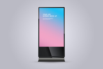 A LED screen for Digital Signage Stand Mockup, A Technology LED screen mock up on white background. used in advertising space vector
