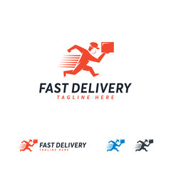 Running courier carrying a package, signifying fast delivery.