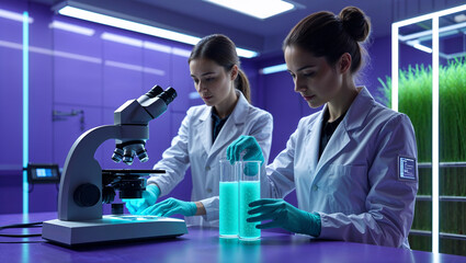 Scientists conduct research experiments in a laboratory environment utilizing advanced equipment and technologies