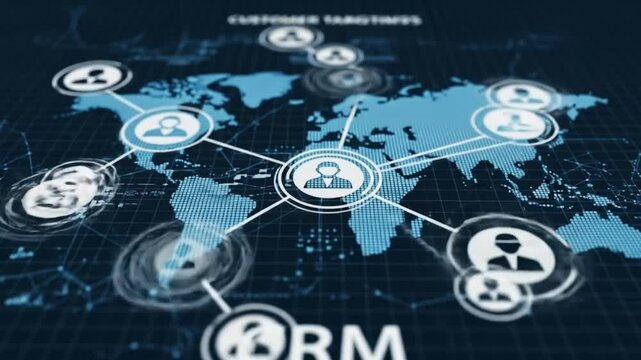 Global network and data security visualized with human interaction.
