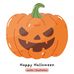 cute Halloween pumpkin cartoon Jack-o'-lantern vector illustration
