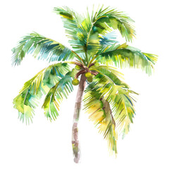 Obraz premium Watercolor Painting Of A Palm Tree. Isolated On White Background.