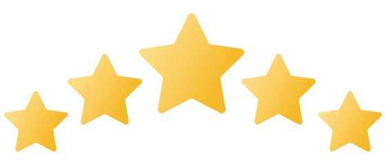 Five yellow stars, icon. Five stars customer product rating review flat icon for apps and websites,  Review and feedback, work or service evaluation, clients star. vector illustration.