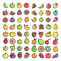 Colorful Hand-Drawn Fruit Icons Collection