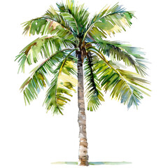 Obraz premium Watercolor Palm Tree On White. Exotic, Tropical,Summer Vibe. Perfect For Travel And Vacation Themes.